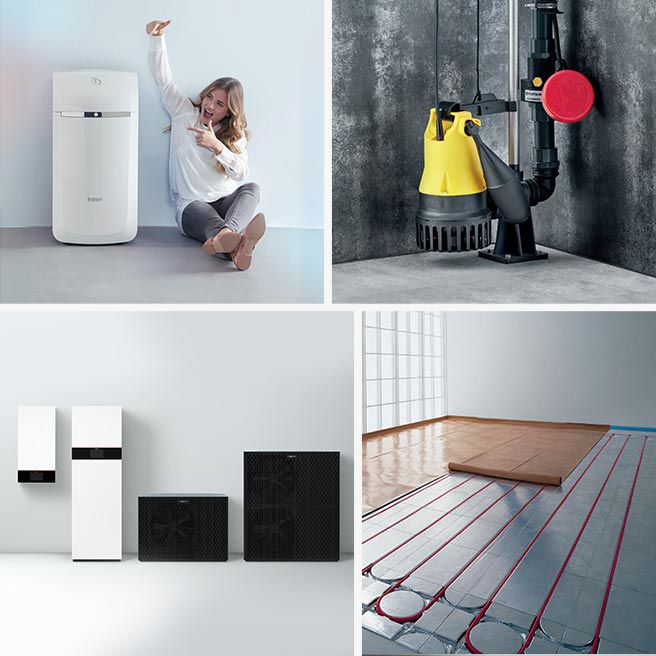 Wärmepumpe, Weichwasseranlage, Fußbodenheizung